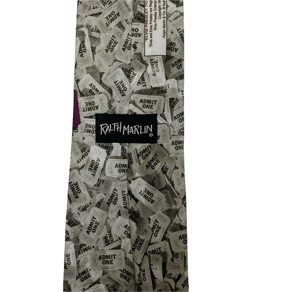 Ralph Marlin Elvis Presley Ticket Vintage Novelty Necktie Polyester - Picture 3 of 6